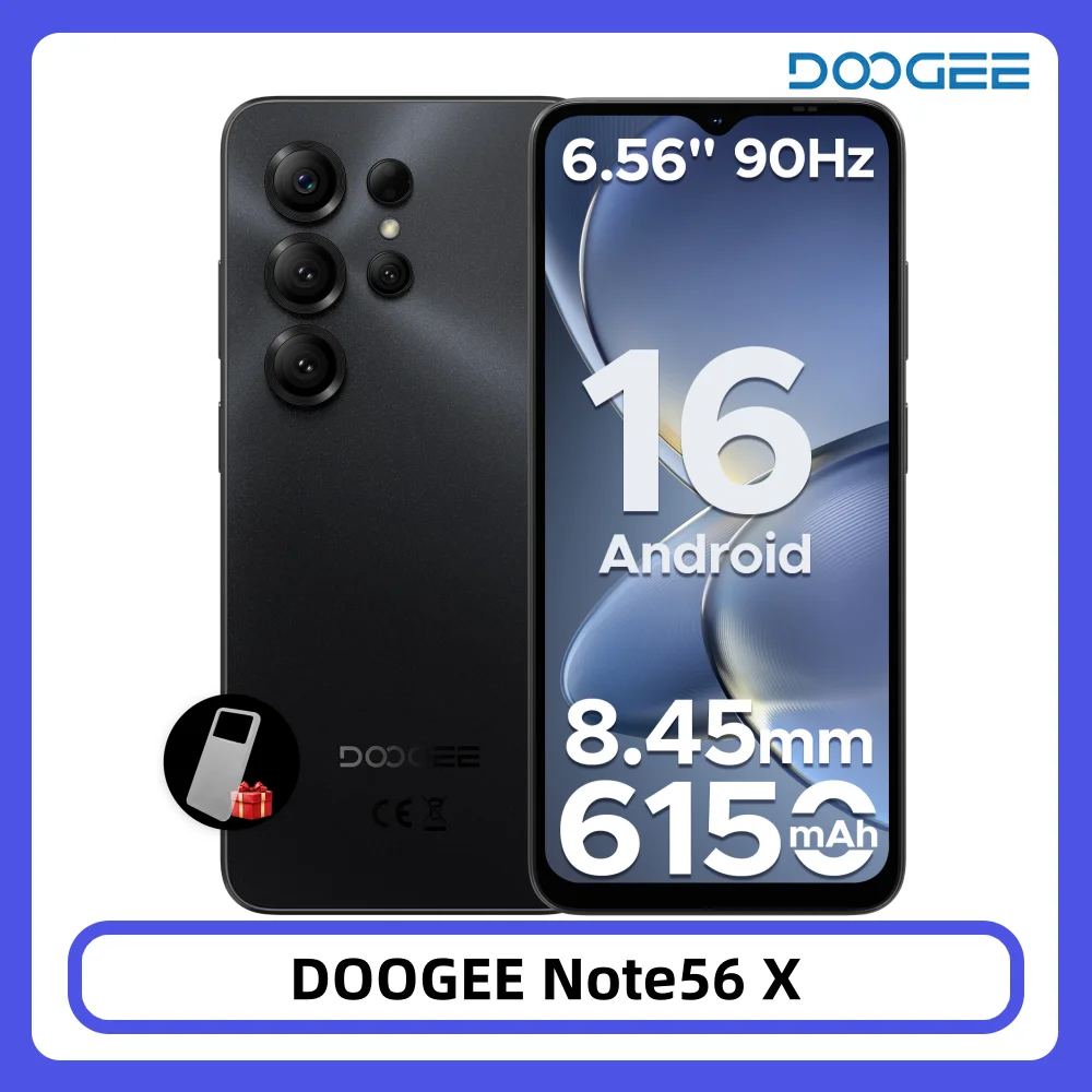 Teléfono Inteligente DOOGEE Note56 X con Android 16, 24GB/64GB, Pantalla HD+ de 6.56 Pulgadas, Batería de 6150mAh, Cámara de 8MP+5MP, Desbloqueo Facial