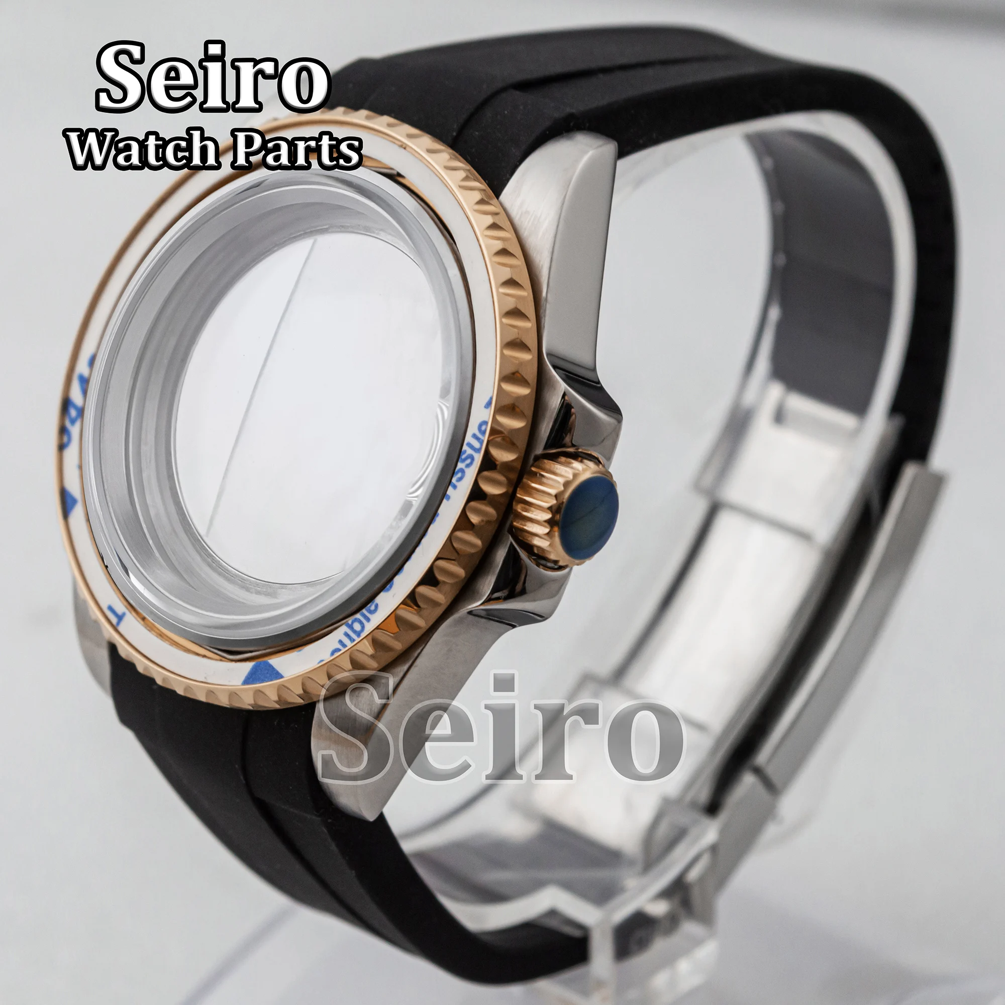 40MM NH35 Case Rubber Strap Sapphire Crystal Glas 10ATM Waterproof Stainless Steel Wacthcase Modified for SUB NH34 NH36 Movement