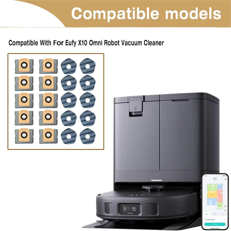A85I-قطع غيار المكنسة الكهربائية لـ Eufy X10 Pro Omni جهاز آلي لتنظيف الأتربة استبدال طقم قطع غيار وسادات الممسحة أكياس مكنسة