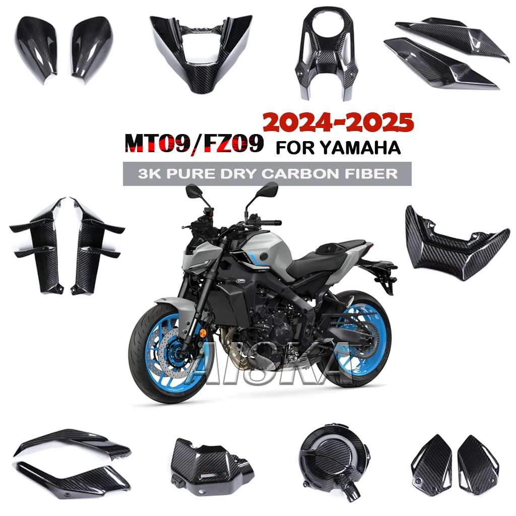

Motorcycle Accessories Fender Fuel Tank Side Panel Frame Cover Fairing Kit 100% 3K Carbon Fiber For YAMAHA MT09 FZ09 2024 2025
