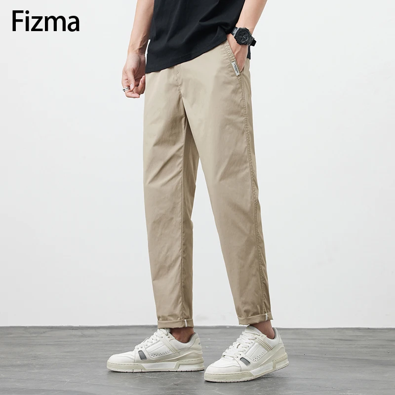 Fizma Summer Male Pants Solid Black Smart Casual Men\'s Trousers Spring New In Pantalon Thin Korean Straight Pants Ropa Hombre