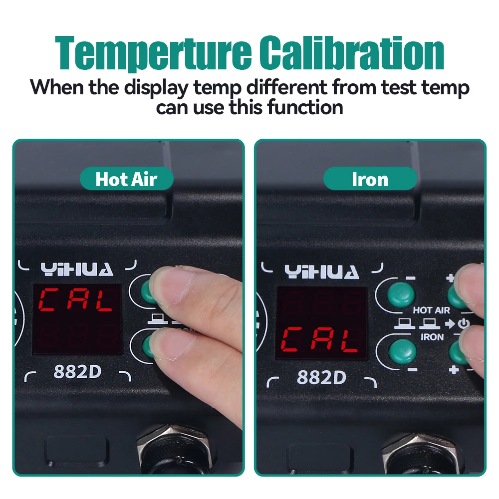 YIHUA 750W SMD Rework Soldering Stations 2 In 1 Hot Air Soldering Iron LCD Digital Display Welding For BGA PCB Repair Tools 882D