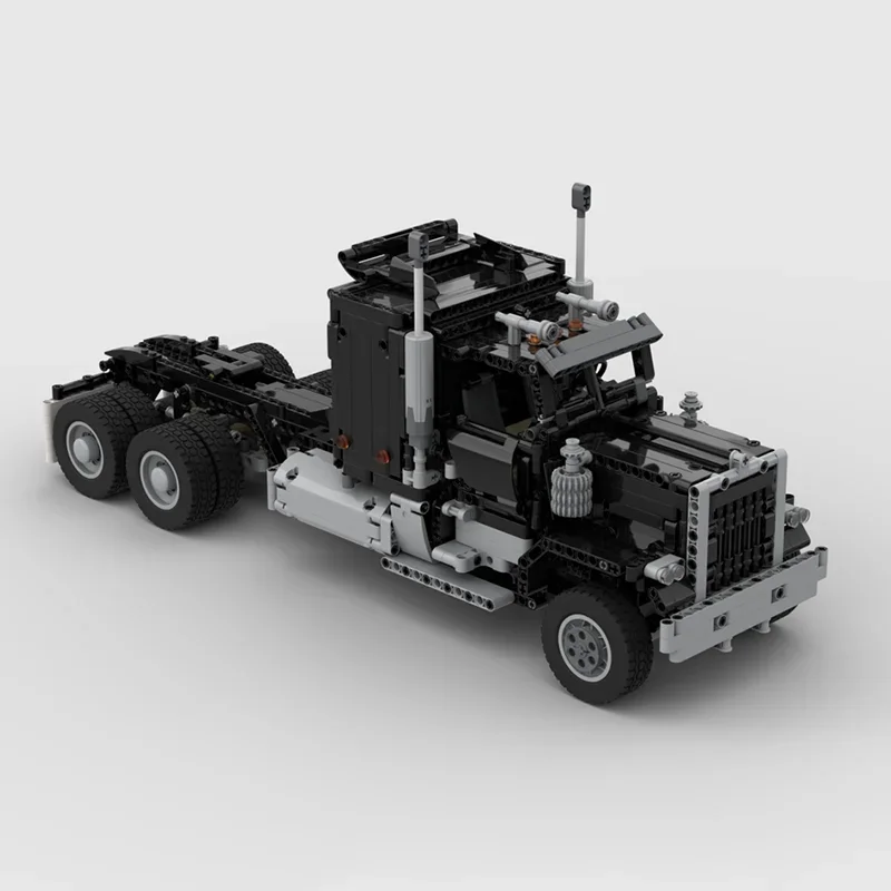 Moc Building Blocks Black RC Semi Truck Hauler Model Technical Bricks assemblaggio fai da te giocattolo per auto per regalo