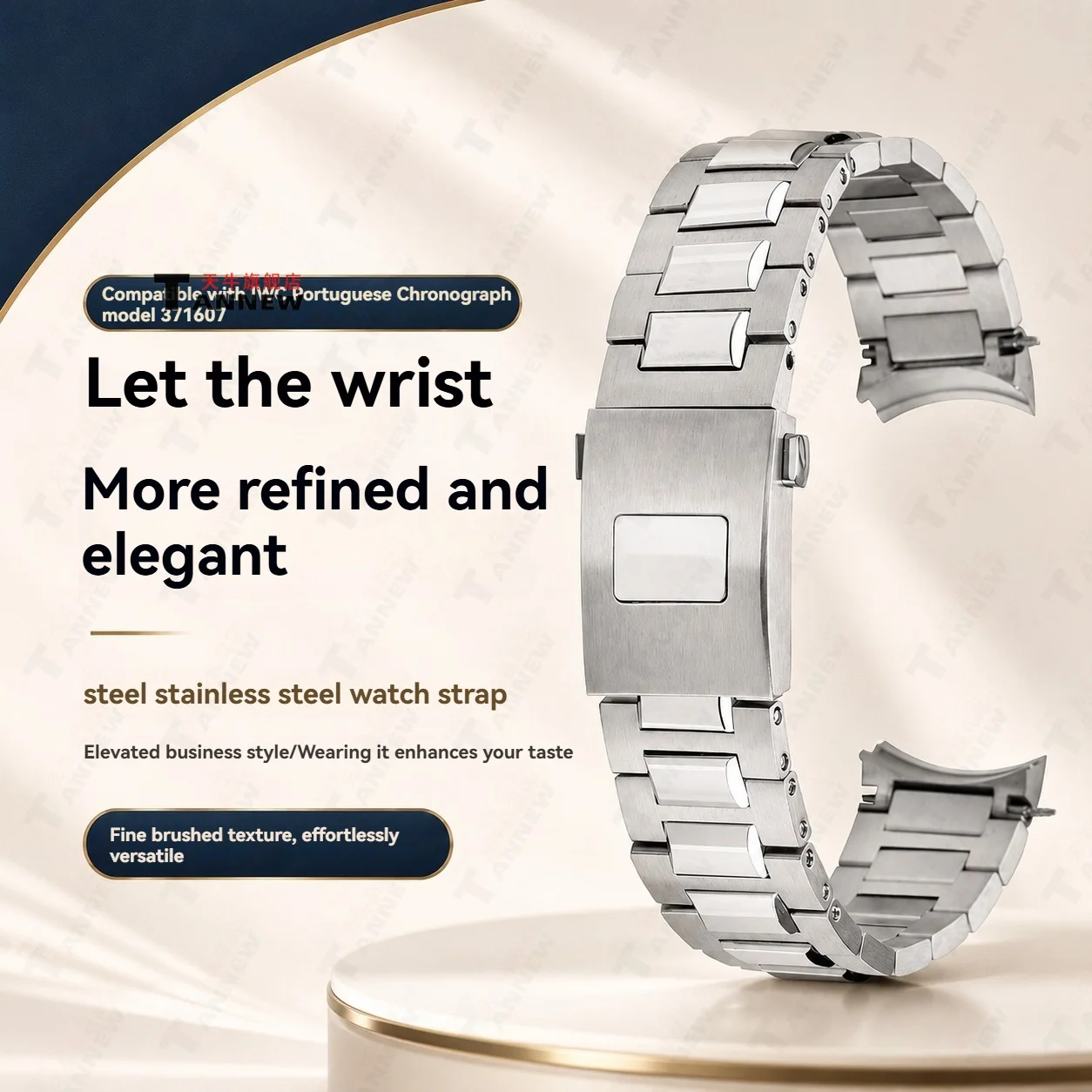 20mm Stainless Steel Watch Bracelet Compatible with IWC Portugieser Chronograph IW371446 Replacement Metal Band