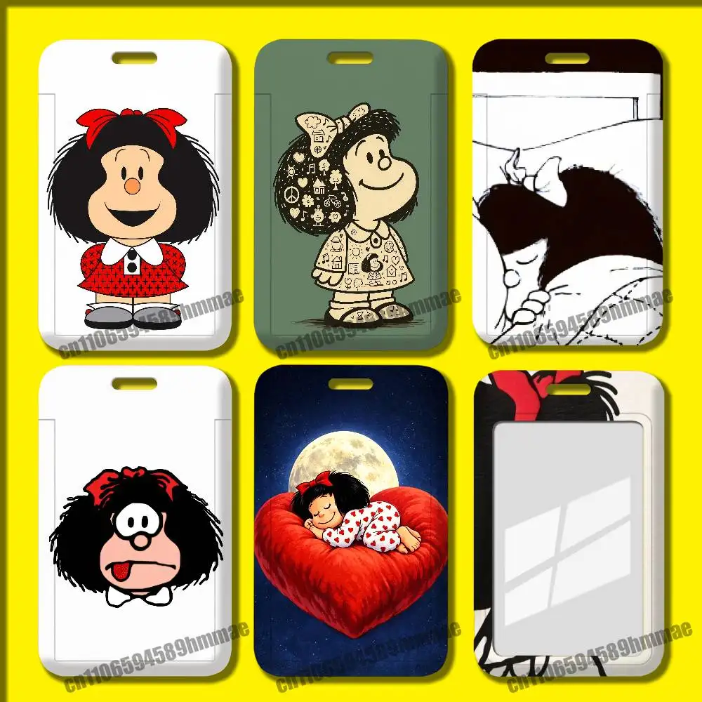 For Mafalda Employee ID Card Holder Office Badge Student Work Bank Credit Holders Hard Case Shell