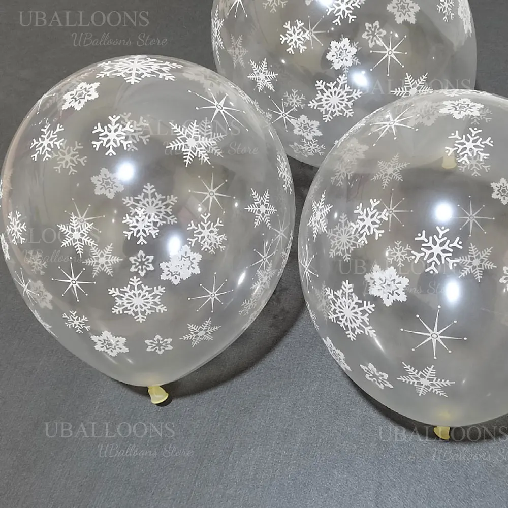 20/40 Stück Schneeflocken-blaue Luftballons, 30,5 cm, metallisch, blau, transparent, Schneeflocken-Luftballons für Geburtstag, Schnee, Babyparty, Weihnachtsdekoration – Detail 3