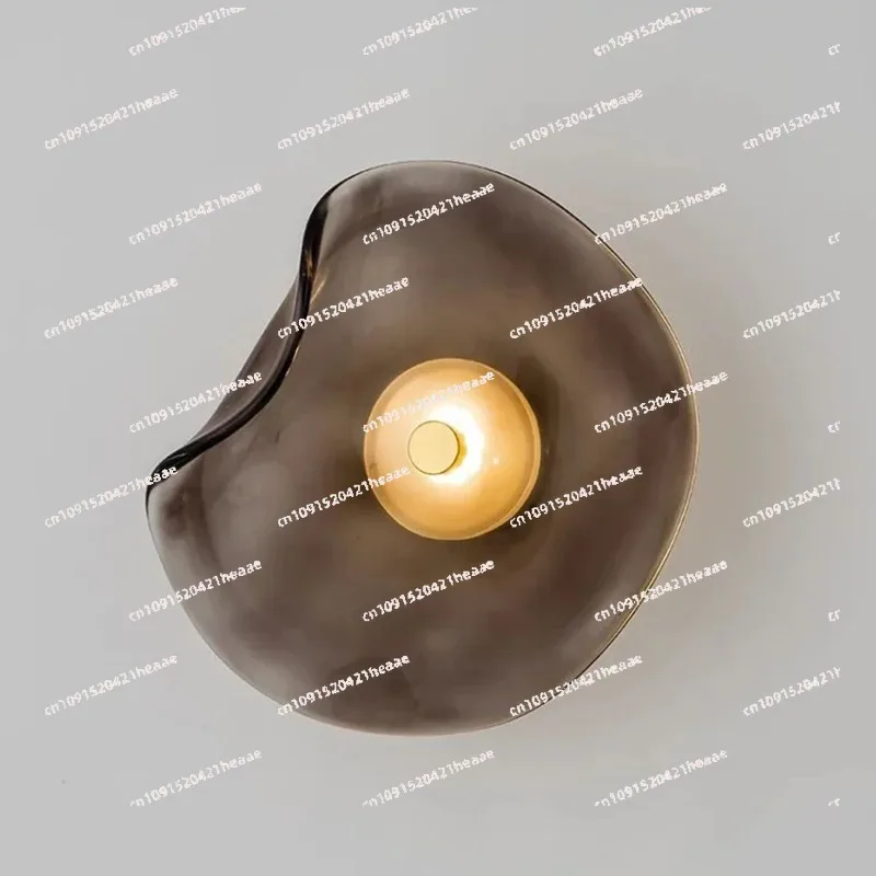Suitable for  Bedroom Bedside Living Room Background Wall Decoration Hotel Porch ，Modern Creative Circular Glass Wall Lamp ，,