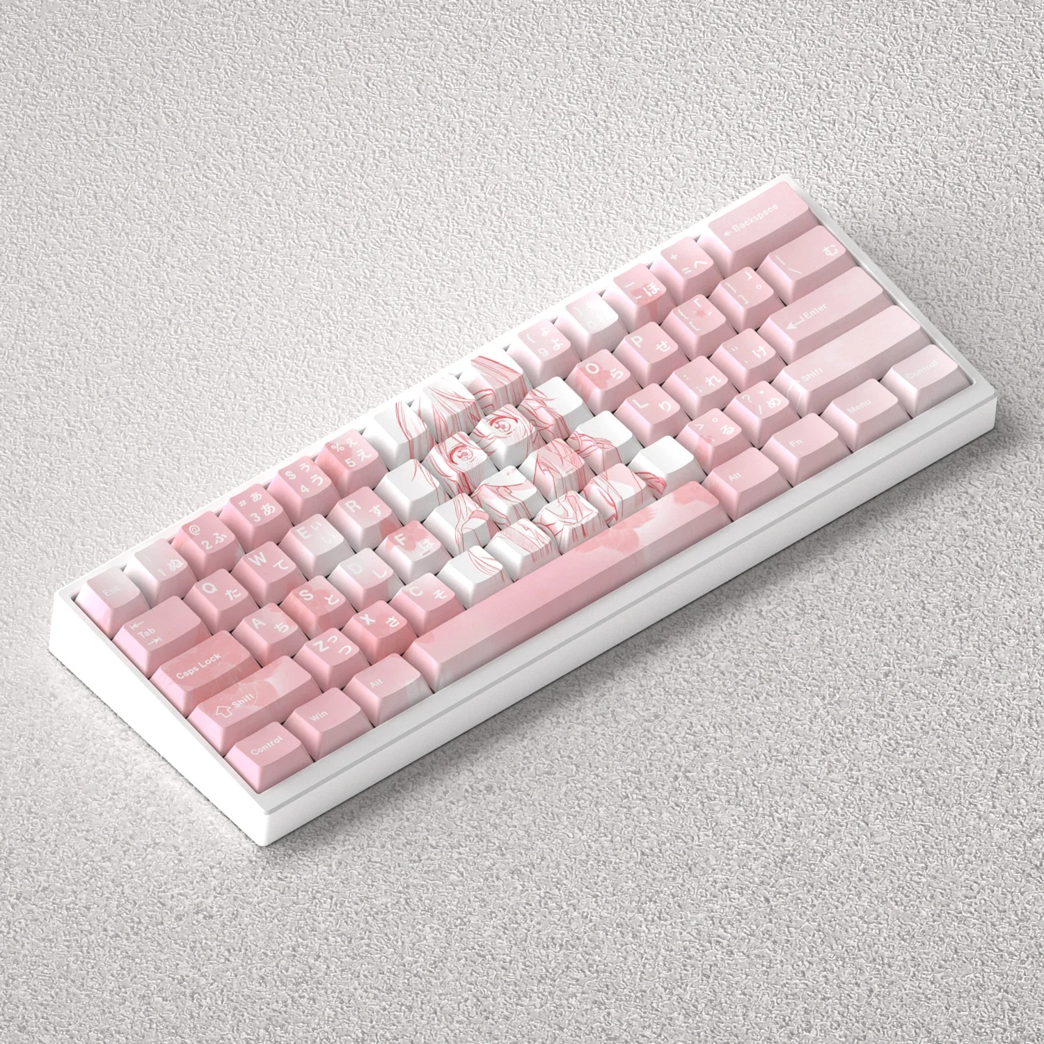

Miyazono Kaori Keycaps PBT Dye Sublimation Pink Cherry Japanese 73 Keys for 60 65 68 Layout Mechanical Keyboard GK61 Anne Pro 2