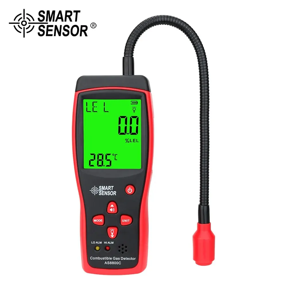 2024 New Portable Gas Leak Detector 0-10000PPM Sound & Light Alarm Combustible Flammable Natural Methane Gas Detector