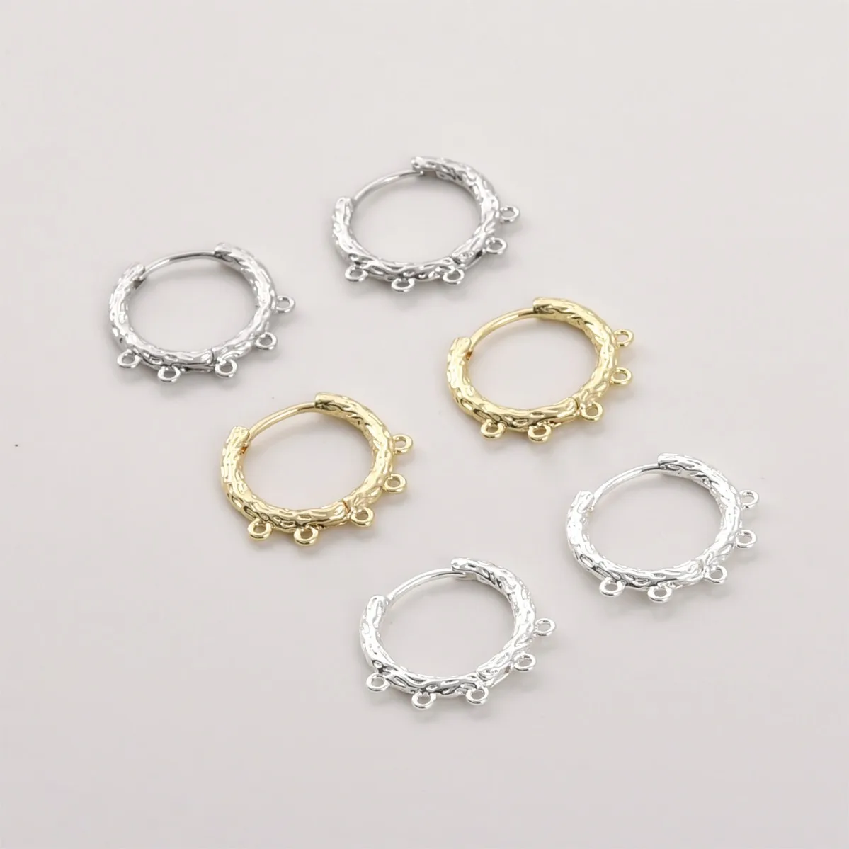Brass 14K Gold Plated Color Retentive Vintage Multi‑Loop Wood Texture Ear Cuff DIY Handmade Earring Jewelry Making Supplies