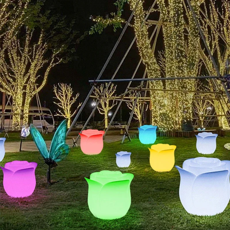 PLLY Modern Flower Landscape Lamp USB Electric Creative Lawn Light LED Remote Control Waterproof IP65 for Hotel Garden