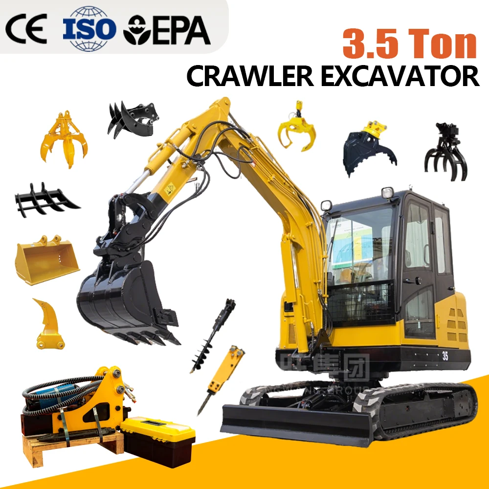 مبيعات المصنع مباشرة محرك كوبوتا 3.5 طن حفارة صغيرة ديزل حفار صغير حفارة زاحفة جرار زراعي حقيبة صغيرة #6