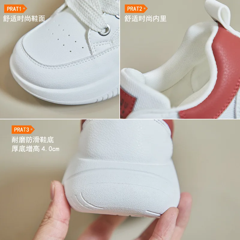 New Women Shoes Fashion PU Leather Breathable Thick-Soled Increase Female Girls Sneakers Sports Casual Size 35-40