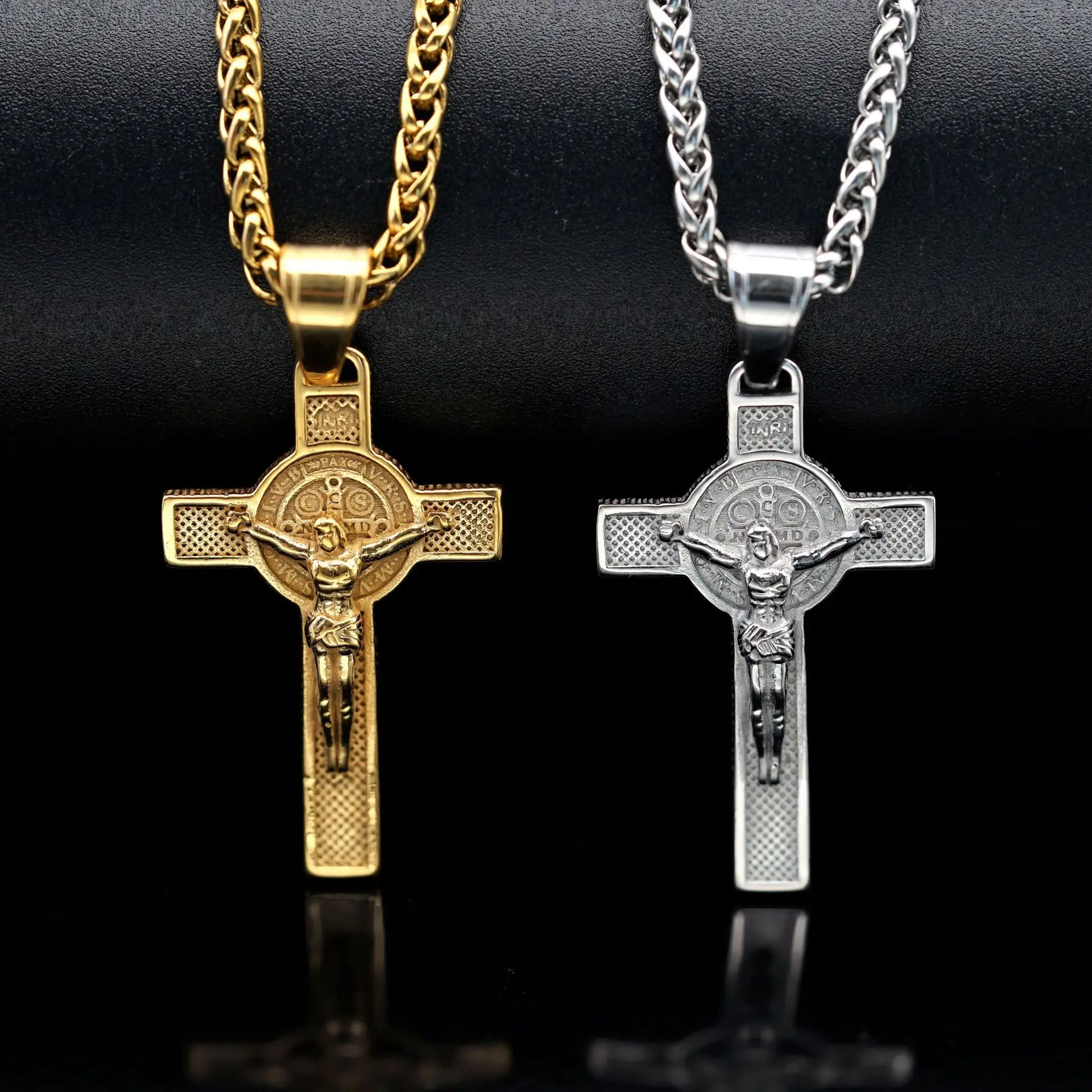316L Stainless Steel CSPB God Jesus Cross Hip Hop Pendant Collar Chains Necklace for Men Women Boyfriends Gift Jewelry