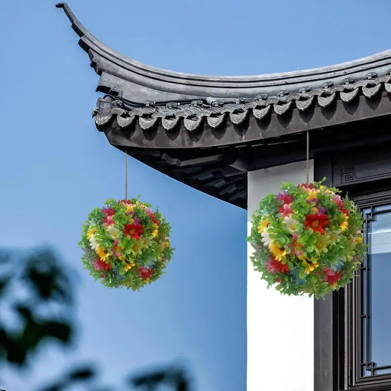 

Artificial Plant Topiary Ball Hangable Garden Flower Topiary Ball Decor Exterior Plant Sphere Greenery Decoration For Balcony
