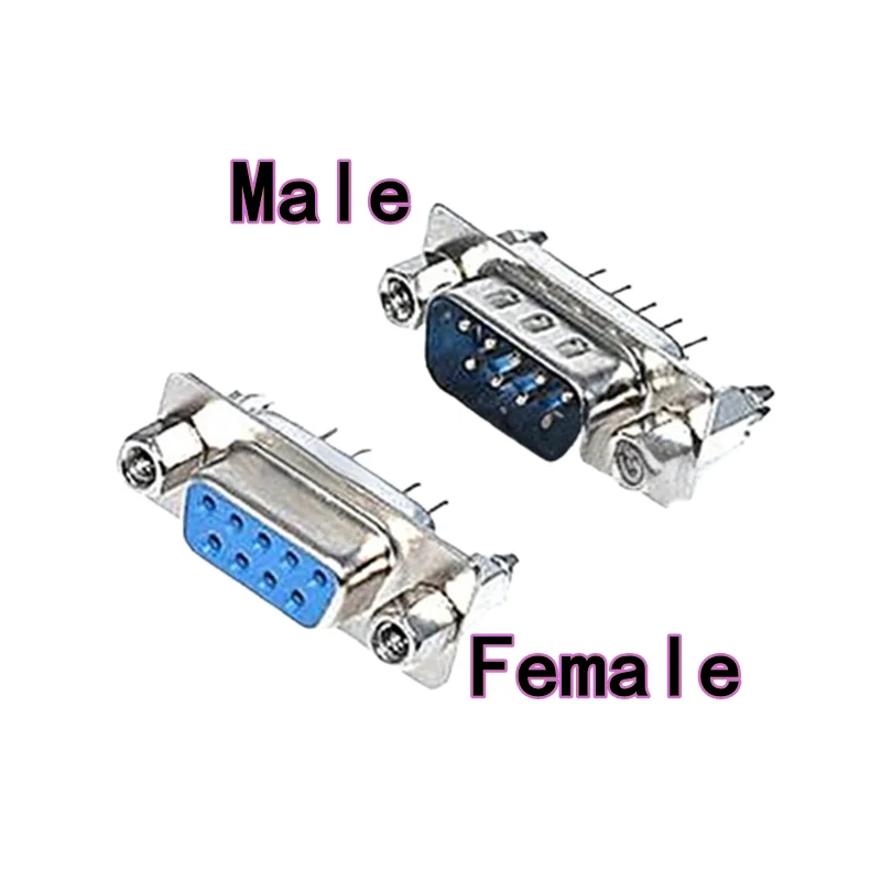 Presa seriale DB9 femmina/maschio DP9 da 10 pezzi (tipo a saldare) con arpone rivettato/vite di fissaggio, DP9 femmina/maschio, 9 pin/9 contatti