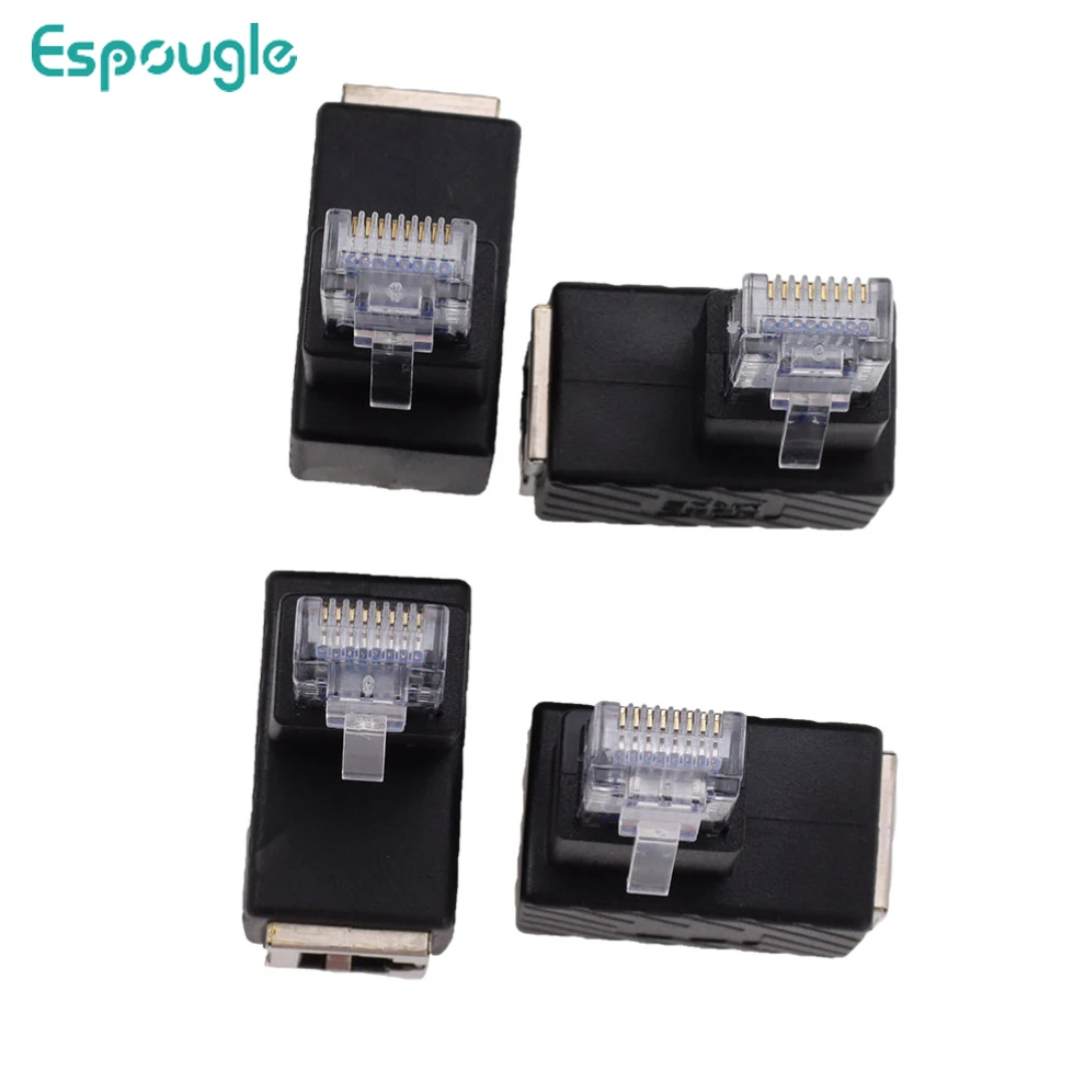 300pcs RJ45 Male to Female Converter Extension Connector 90 Degree Ethernet Adapter UP Down Left Right Angle