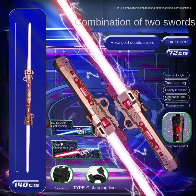Laser Zwaard Ruimtezwaard Intrekbare Lichtgevende Fluorescerende Laser Flitsstok Jongens Kinderspeelgoed Zwaard Licht Pixel Sabel