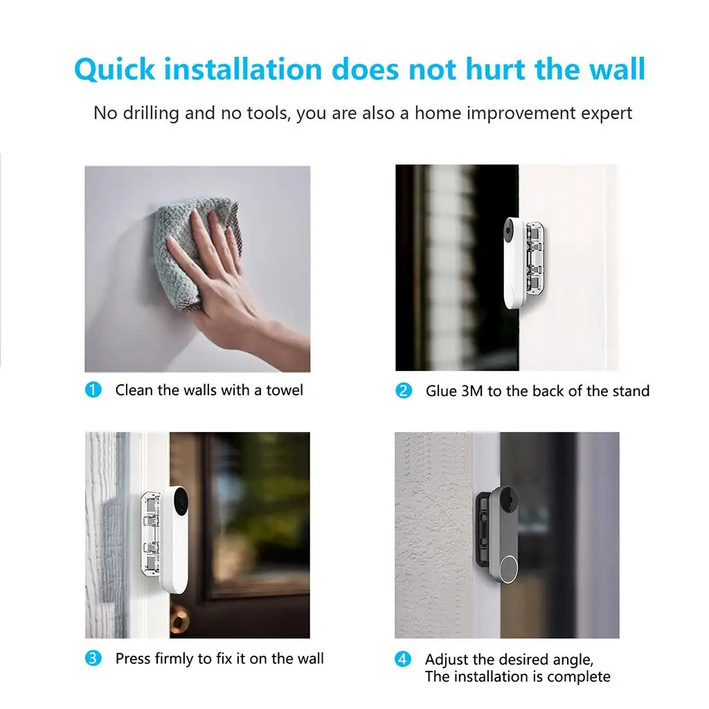 Wall Mount Stand Holder for Google Nest Doorbell Adjustable Angle Bracket ABS Plastic Doorbell Hook Rack Hanger Smart Video