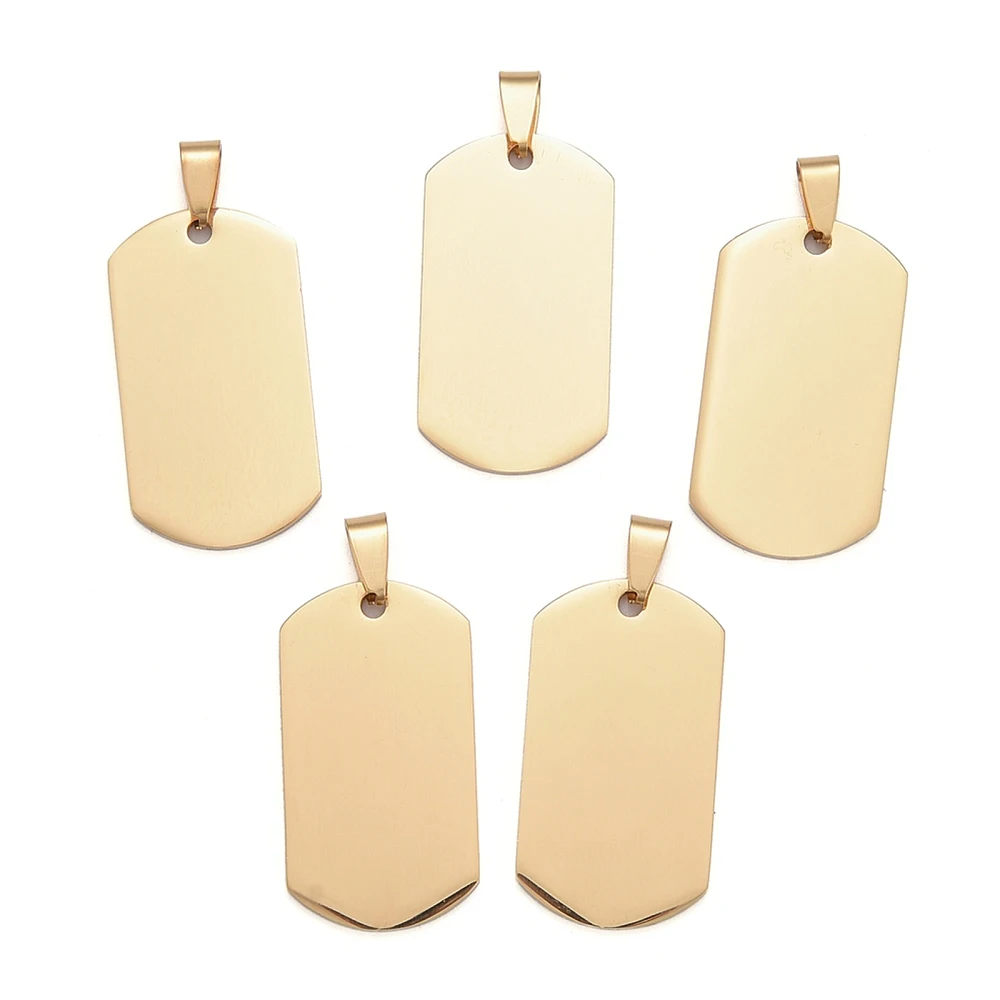 5pcs Rectangle 304 Stainless Steel Big Pendants Mirror Polished Finish Blank Stamping Tags for Laser Engraving Pet ID Tags