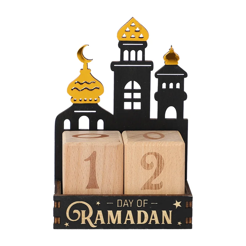 Calendrier de l'Avent Ramadan Mubarak, Compte à Rebours Eid Kareem en Acrylique pour la Maison, le Bureau et les Décorations de Table, Pièces Maîtresses pour la Fête Musulmane Al-Fitr