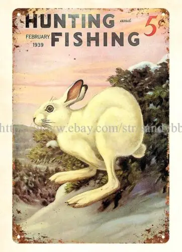 nostalgic  garage shop 1939 Hunting Fishing running rabbit metal tin sign