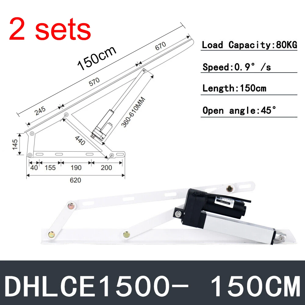 Imagem -02 - Atuador Linear Elétrico com Controlador para Cama 150kg de Carga Elevação Rod Placa Upturn Bedstock Ajustável Windows Sofá Pcs