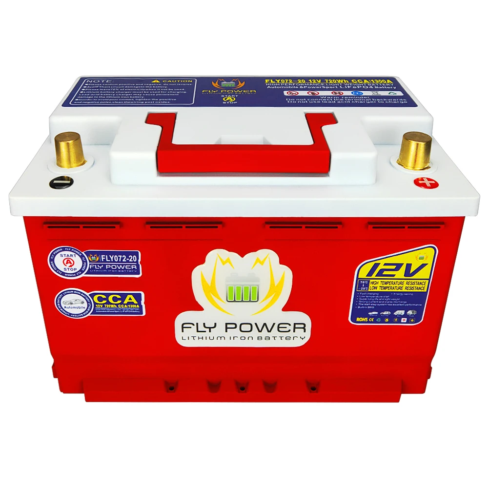 FLY072-20 LiFePO4 Car Starting Battery 12V 70AH 840WH CCA1300A Car Start Lithium iron Battery With Smart BMS