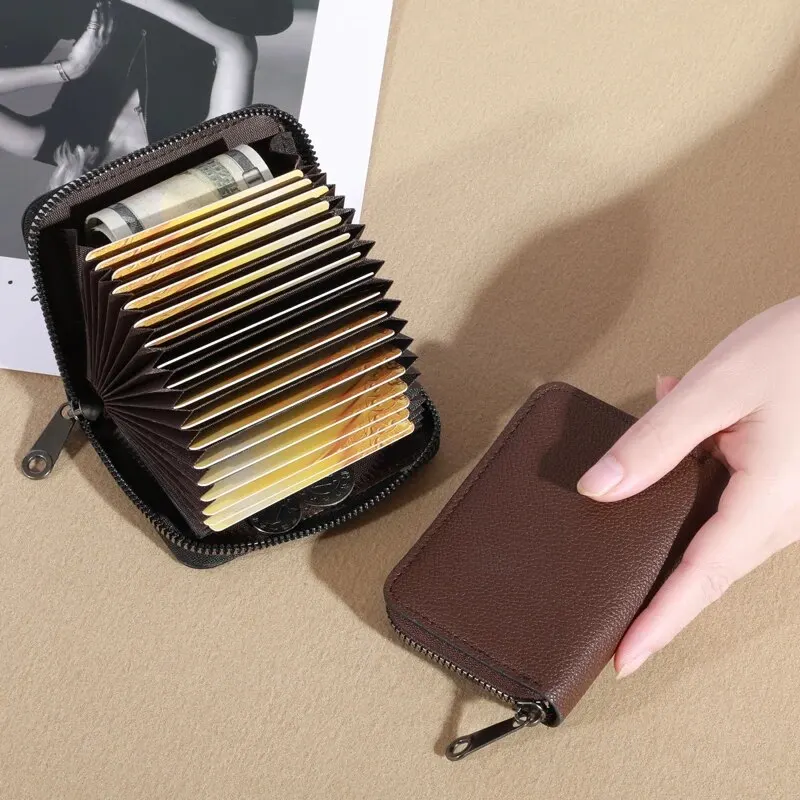 New Detents Cards Holders PU Business Bank Credit Bus ID Card Holder Cover Coin Pouch Anti Demagnetization Wallets Bag Organizer