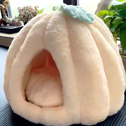 Pet Pumpkin House Winter Warm Cat Bed Four Seasons Universal Breathable Cat Nest Plush Mattress Tent Small Dog Kennel Supplies