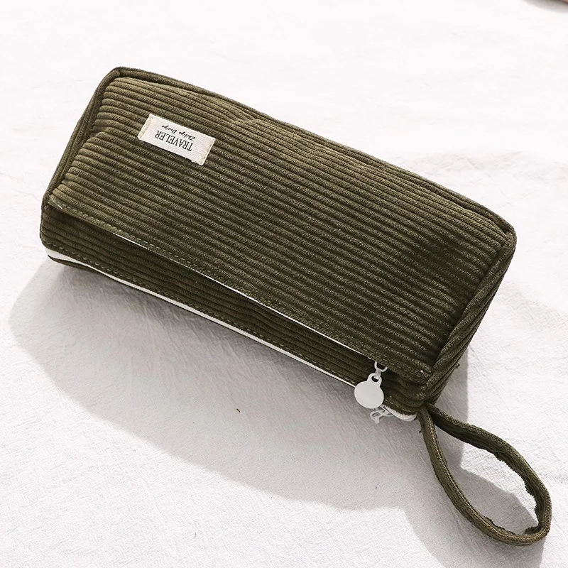 Korean Corduroy Cosmetic Bag Small Makeup Pouch Lady Portable Travel Toiletry Bag Necesserie Organizer Student Cute Pencil Case