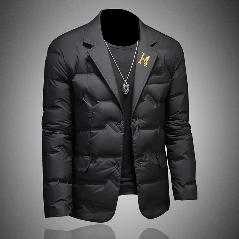 Top Grade Man Down Jacket 2025 Winter Men Business Casual Classic Suit Collar 90% white Duck Down Coat Keep Warm parkas