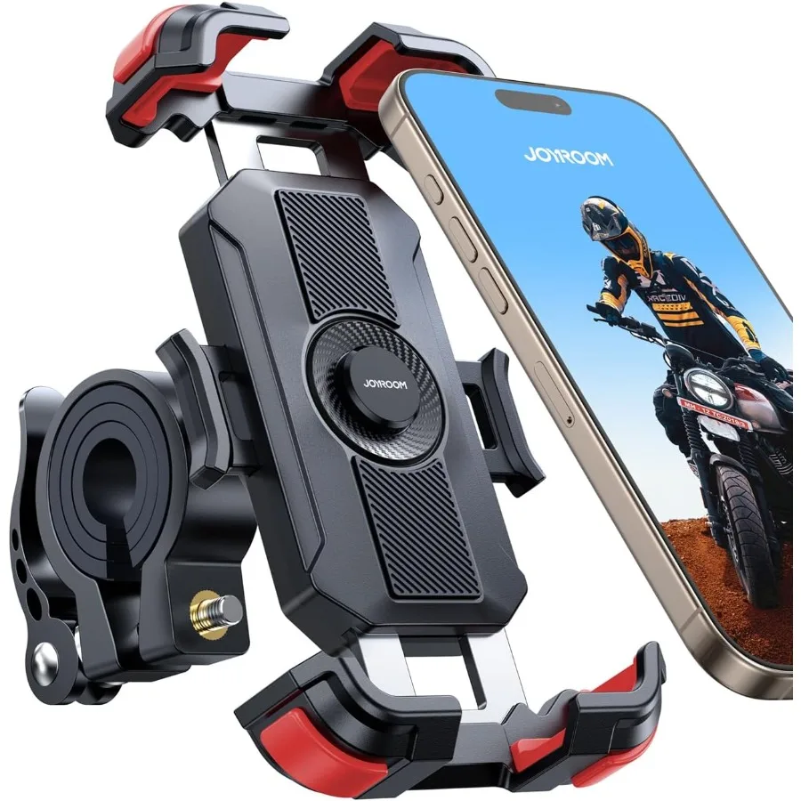 Soporte de montaje para teléfono de motocicleta, actualización de 2025, [tirón de amarre de Metal, bloqueo automático de 1 s], abrazadera para manillar de montaje para teléfono de bicicleta [sin vibración] Bi