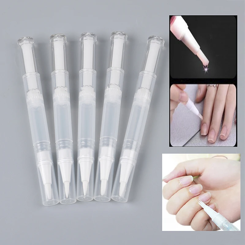 

5pcs 3ml Travel Empty Twist Pen With Brush Cosmetic Container Nail Oil Lip Balm