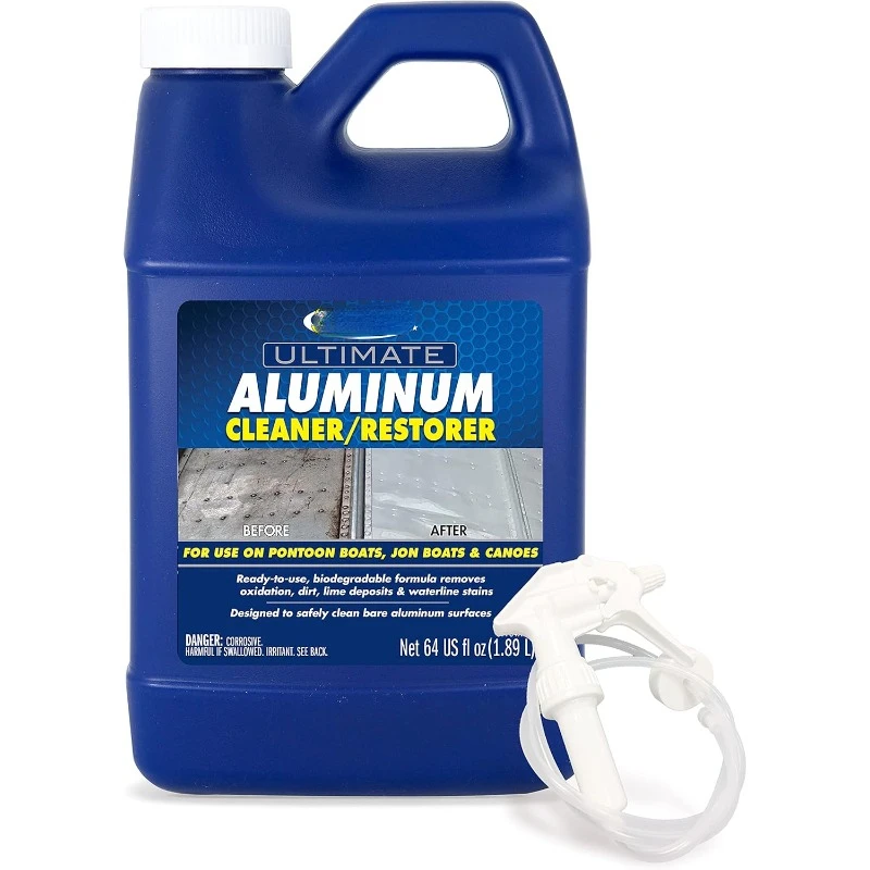 

Ultimate Aluminum Cleaner & Restorer - Aluminum Boat Cleaner - Perfect for Pontoon Boats, Jon Boats & Canoes 64 OZ With Sprayer