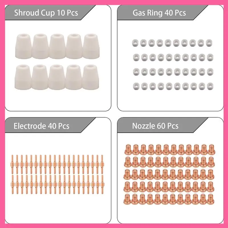 

CMHI-150Pcs PT31 LG40 Plasma Cutter Electrode Tips Cup Extended Consumables Kit For PT-31 CUT40 CUT50 HYC50D PLC50D HYC410