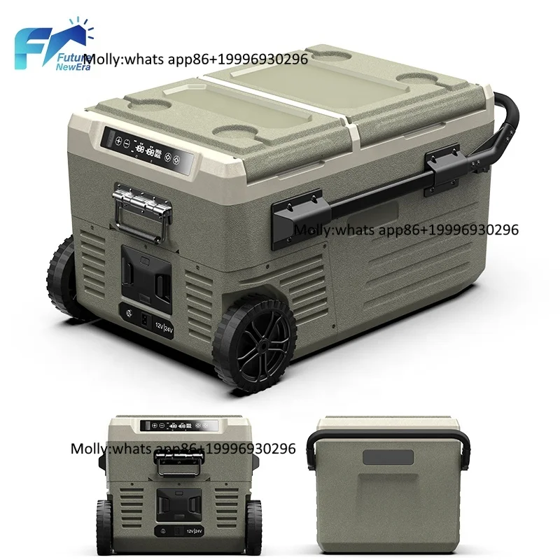 Factory Sales Compressor Based Car Refrigerator for Home and Car Use 12V 220V Compressor Refrigerator with Wheels