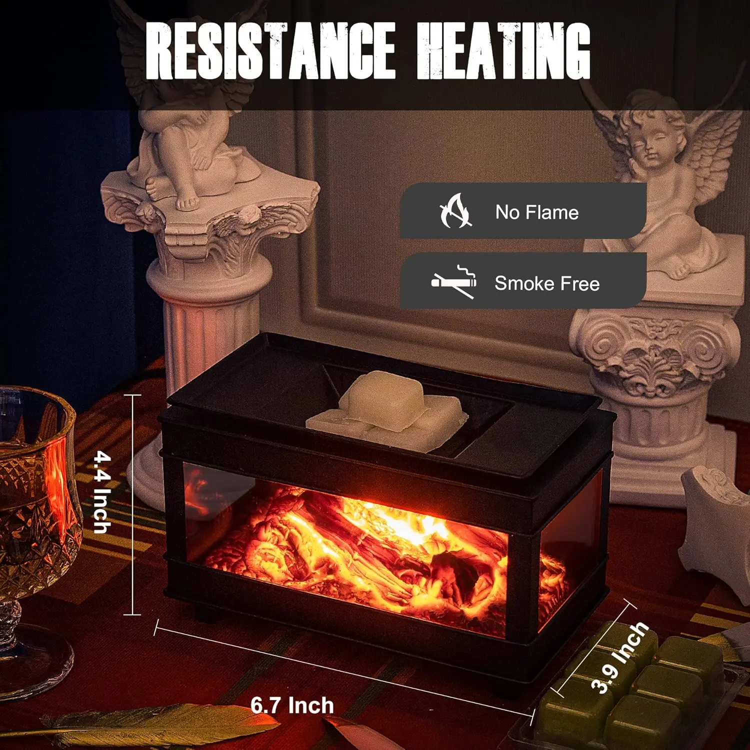 Freestanding Wax Warmer, Electric Scented Wax Melter, 3-Side Glass Heater for Home Office Gifts