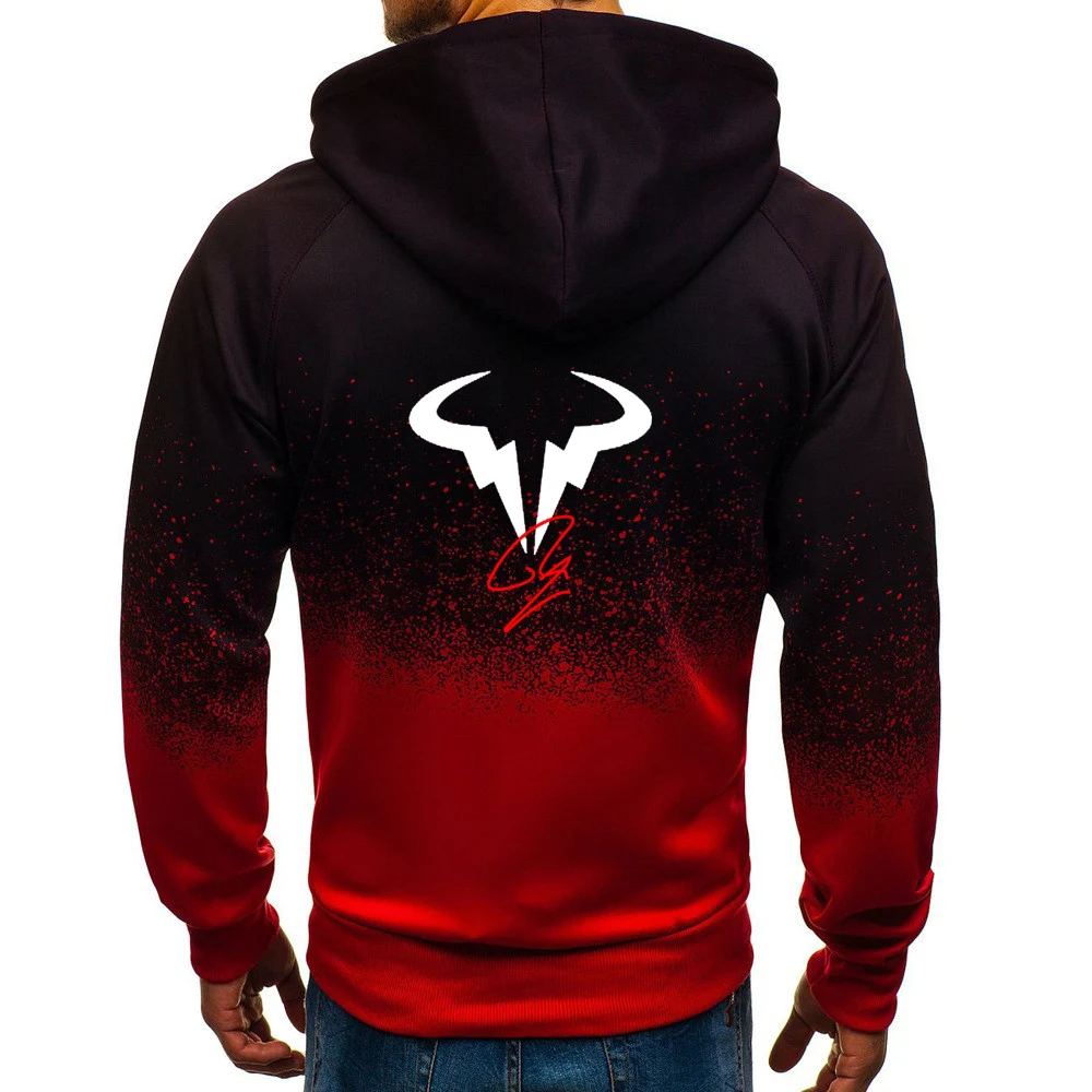 Rafael Nadal tennis player 2023 Men\'s Casual Fashion New Gradient Color Harajuku Hoodies Zipper Clothing Popular Coat Tops