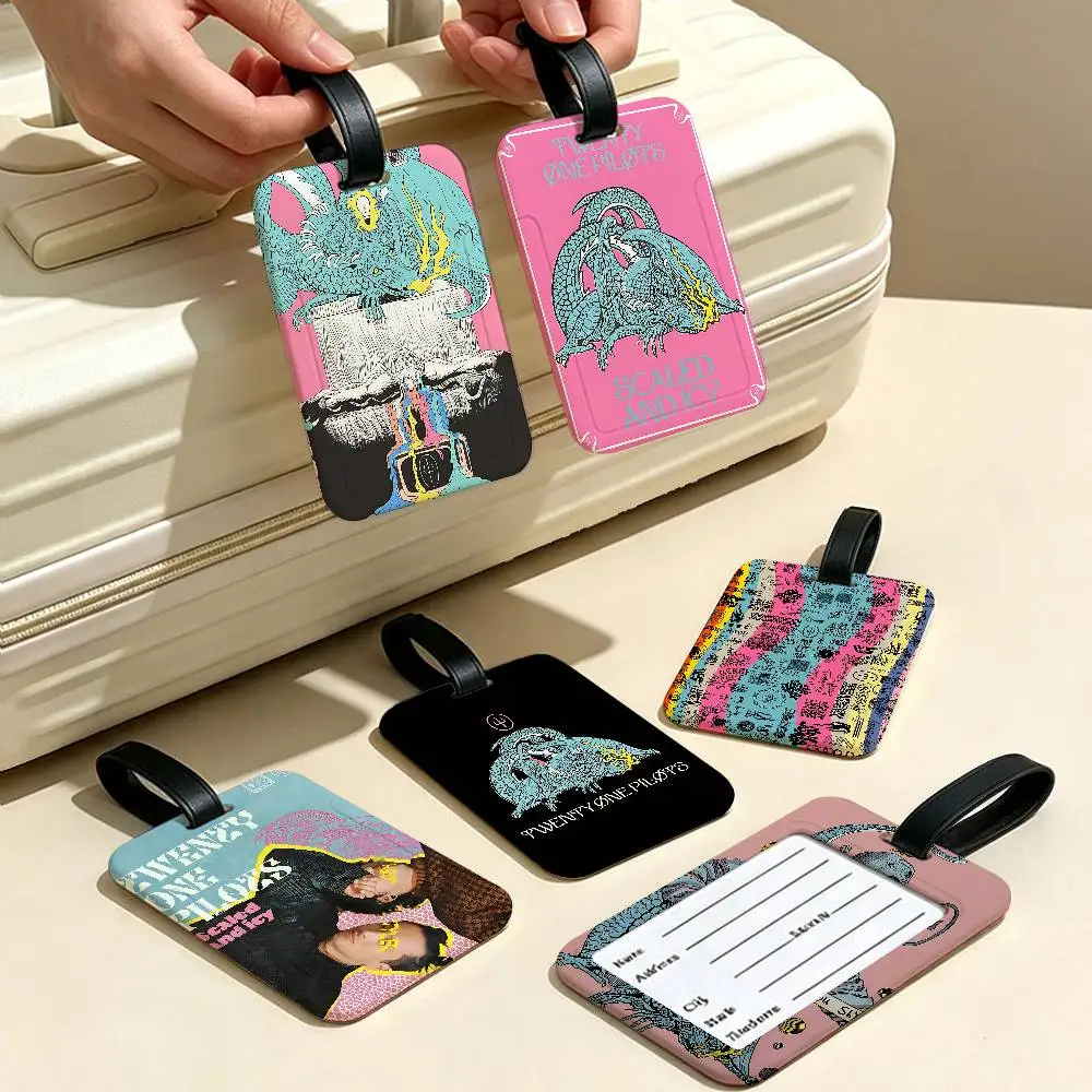 T-Twenty One Pilots Anti lost Luggage Marker PVC Information Card Sleeve Portable Baggage Tag For Outdoor Travel