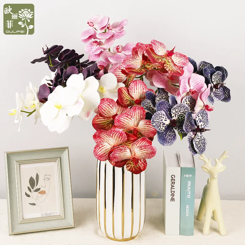 

Vanda artificial flowers branch bouquet flower arrangement DIY wedding party home decoration prop simulation plants flowers