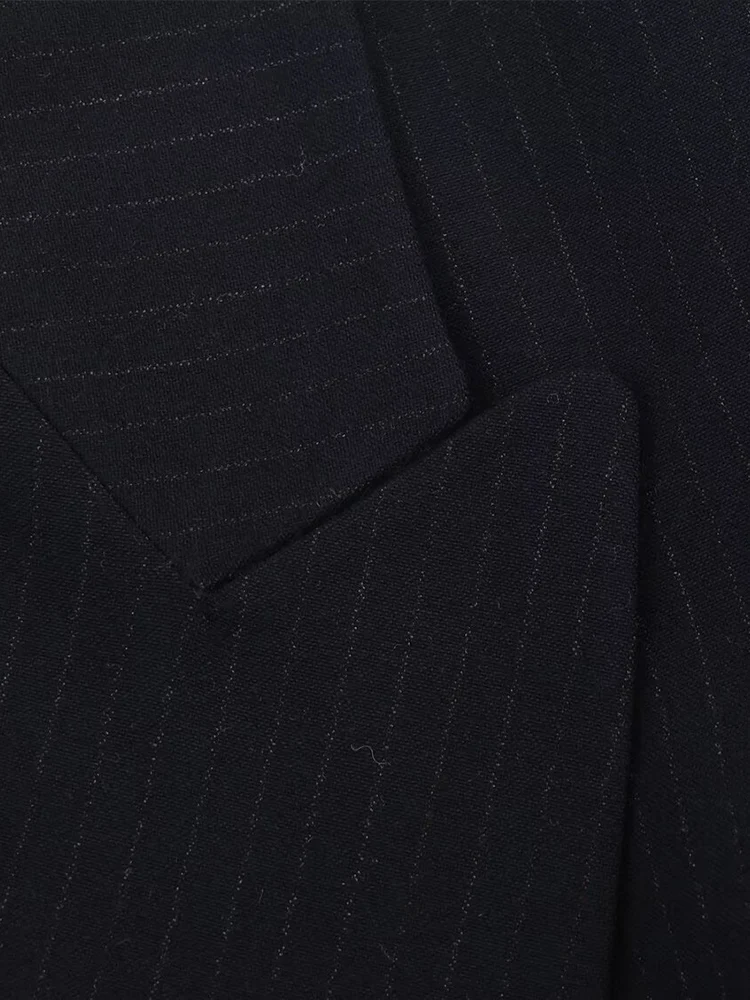 أزياء نسائية جديدة على الطراز الأوروبي، سترة مقلمة كبيرة الحجم متعددة الاستخدامات وبسيطة وأنيقة مزدوجة الصدر.