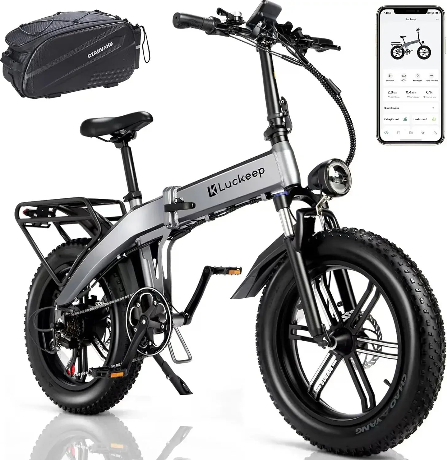 

l Electric Bike Folding For Adults,200W Peak Motor 48V 15AH/720WH Battery 30MPH 60 Miles Range,20'' X 4 Fat Tire Ebikes
