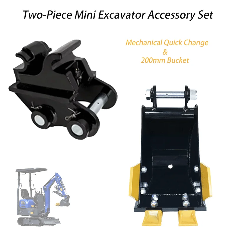 

200mm Bucket And Quick Mini Excavator Attachments 2 Pieces Small Excavator Accessorie Digger Lncluded Steel Bucket And Quick