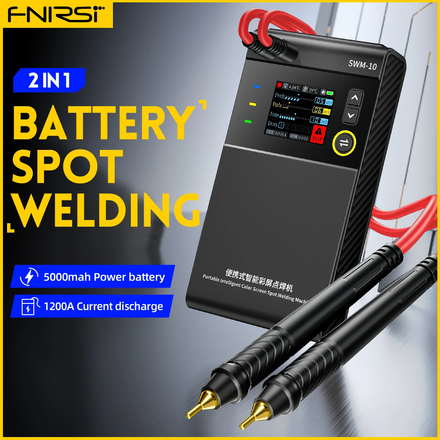 Fnirsi NEW SWM-10 Battery Spot Welder MAX 0.25mm Nickel Sheet 18650 Battery Tool Color Screen Portable Handheld Welding Machine