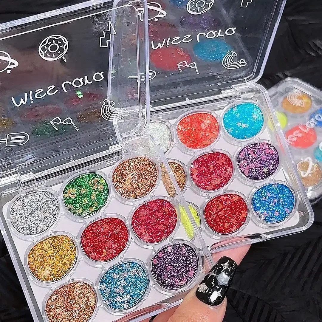 Miss lara nine-color eyeshadow disc glitter powder sequin gel burst glitter performance stage makeup eyeshadow