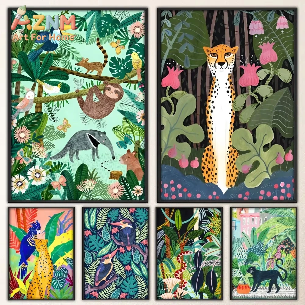 

1 шт. Постер с изображением лесных животных, декоративная наклейка на стену для гостиной, бара, винтажный декор