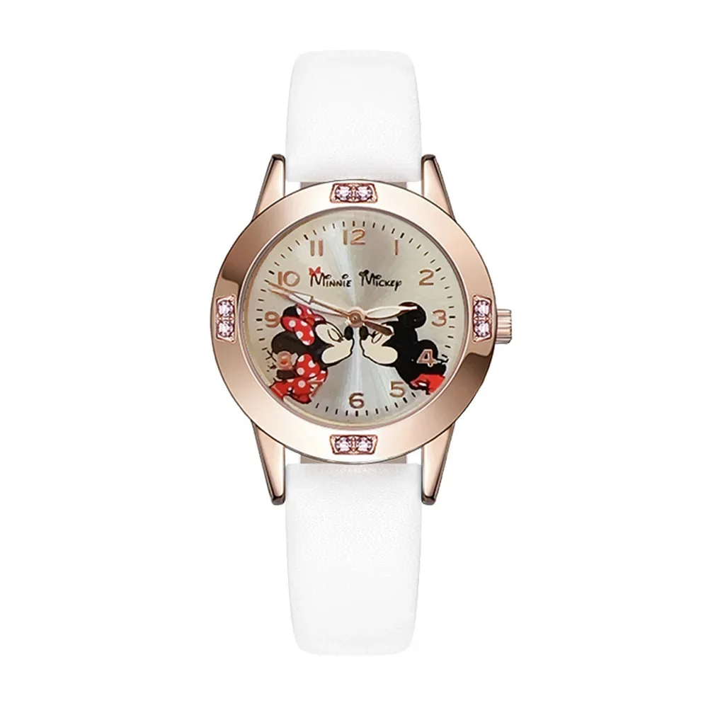 Reloj Disney Mickey para niños, relojes de pulsera para niños y niñas, regalos de cumpleaños, relojes de pulsera para niños de Minnie Mouse