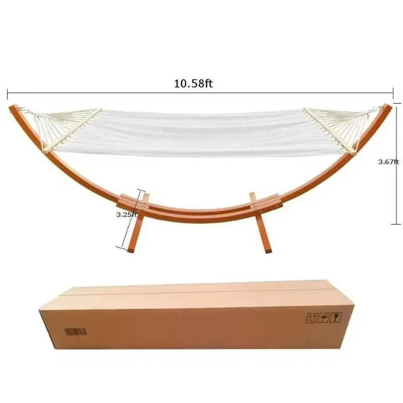 2026 Outdoor Hammock With Stand Extra Large Heavy Duty Wooden Frame Open-air Balcony Hammock