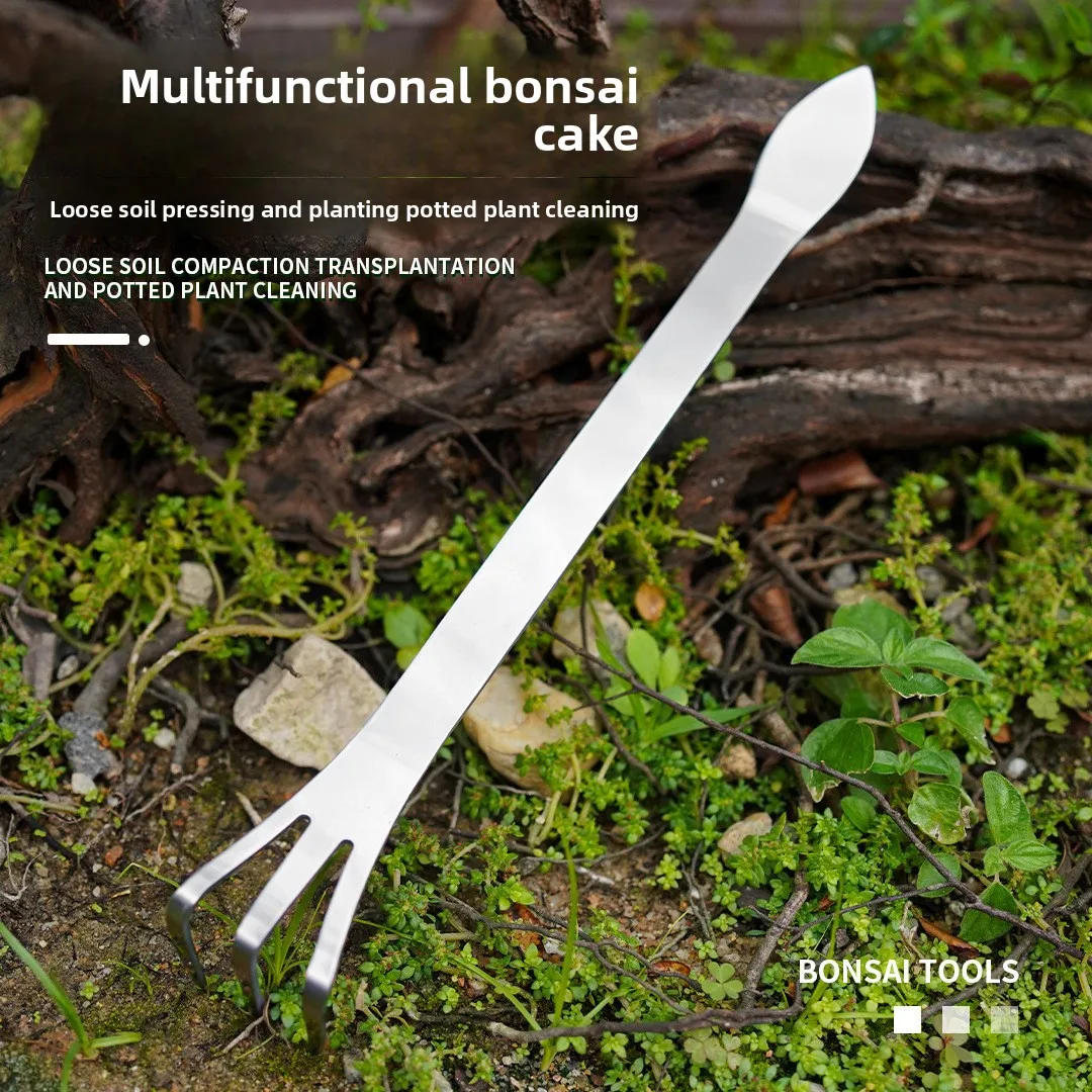 Stainless Steel Hand Rake Compacted Soil Stainless Steel Bonsai Rake Household Handmade Bonsai Making Tools Loosen Soil
